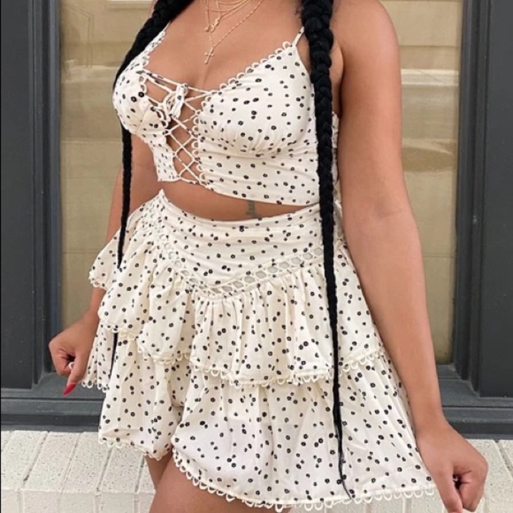 No Dull Moments Skirt Set - White